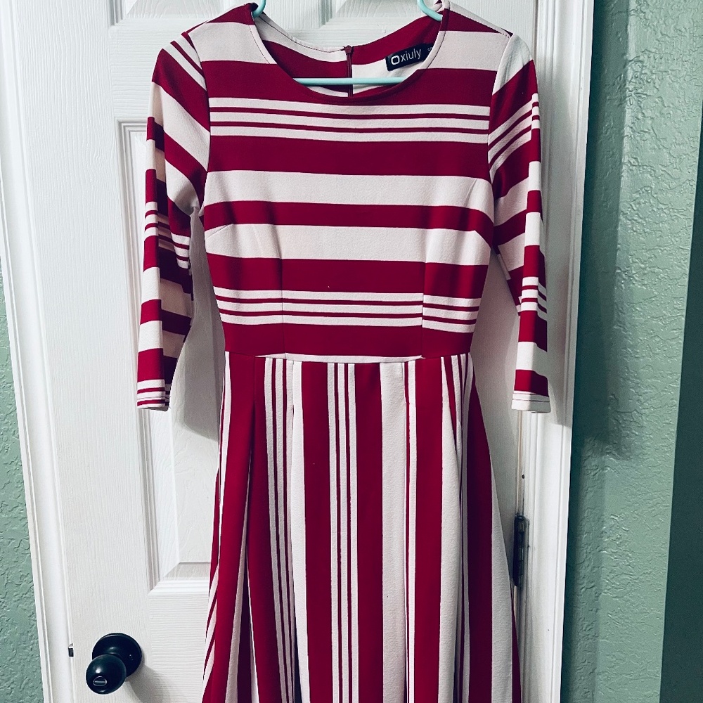 Red & white stripe dress